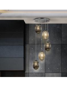 5-light Smoke lamp, Cognac... 2