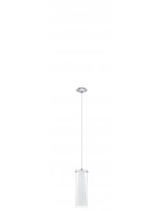 EGLO 89832 - PINTO Crystal Pendant Lamp in Chrome Steel and Glass, matte opaline glass