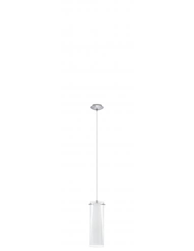 EGLO 89832 - PINTO Lámpara colgante de Cristal en Acero cromo y Vidrio, vidrio opalino mate