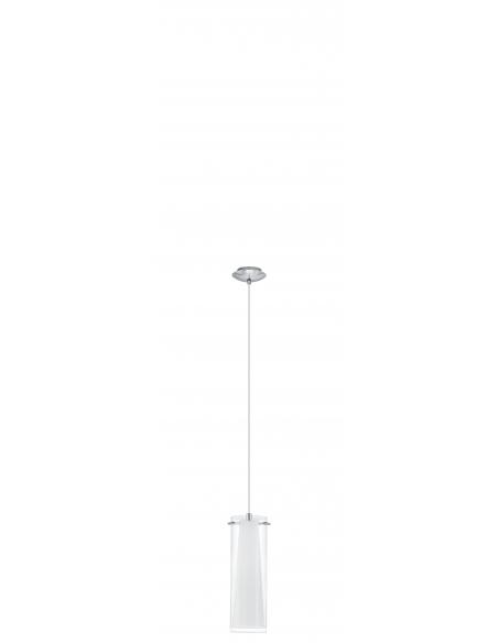 EGLO 89832 - PINTO Crystal Pendant Lamp in Chrome Steel and Glass, matte opaline glass