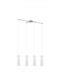 EGLO 89834 - PINTO Crystal Pendant Lamp in Chrome Steel and Glass, matte opal glass